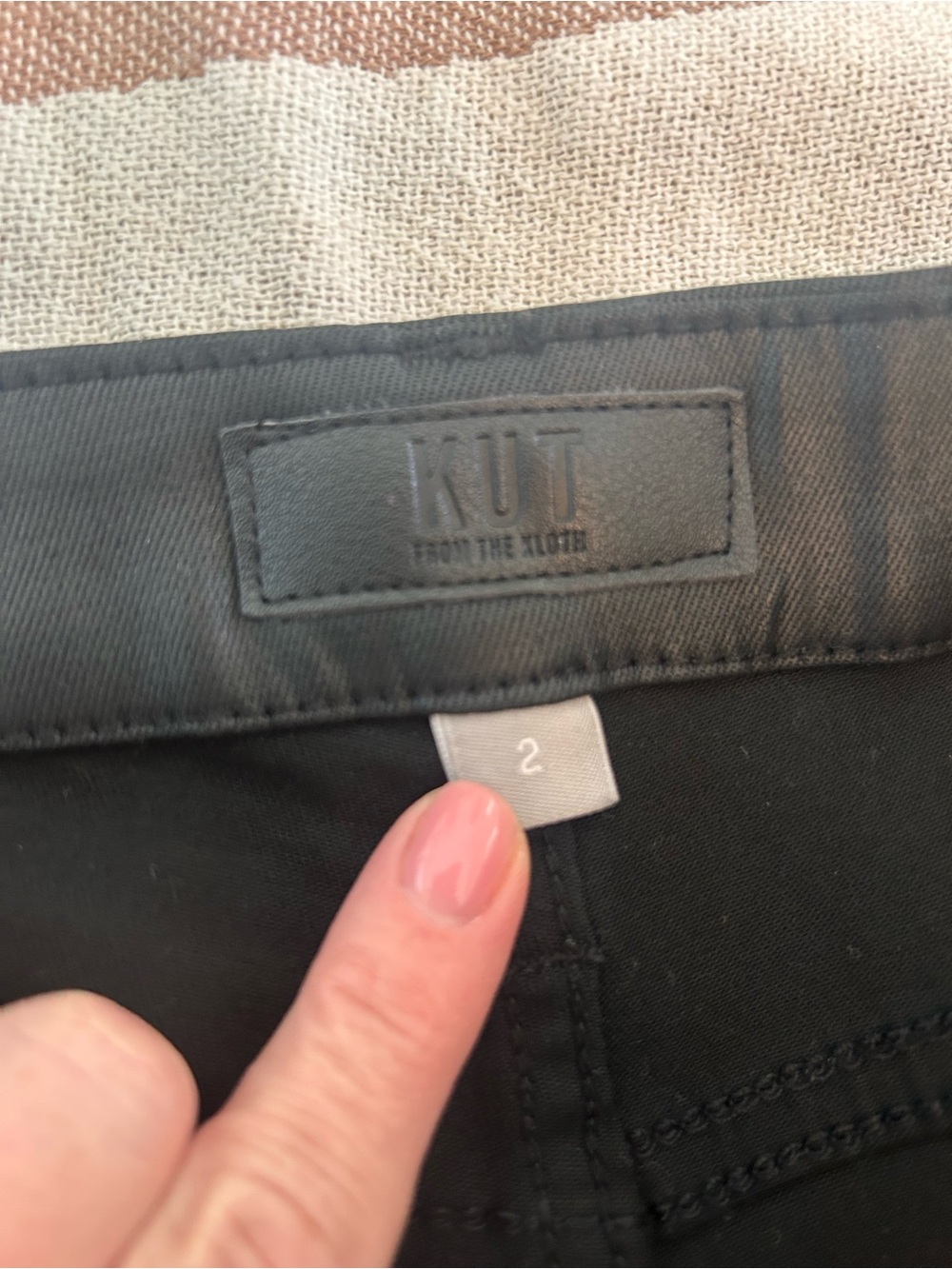 Kut from the Kloth Meg Fab AB Wide Leg Black Faux Leather Jeans, Size 2 - Picture 3 of 7